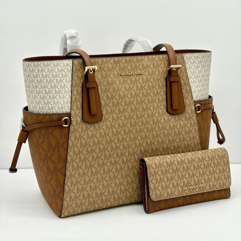 Michael Kors Voyager Color Block Tote and Wallet Set